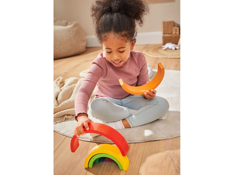 Pełny ekran: Playtive Drewniana układanka Montessori w kolorach tęczy, 1 zestaw - zdjęcie 3