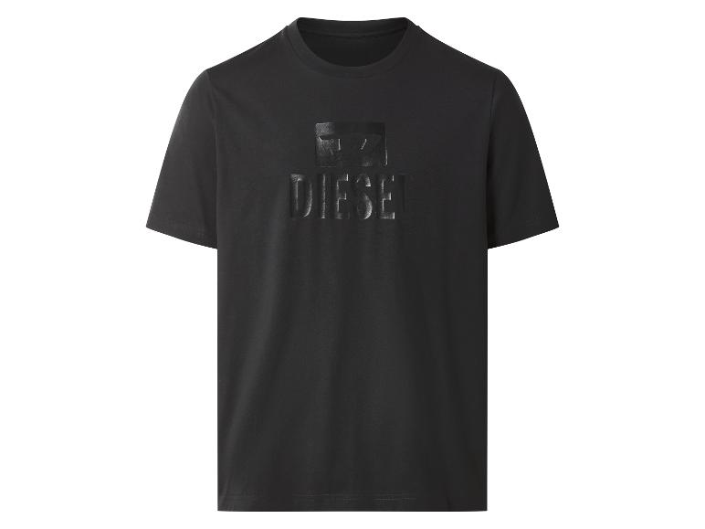 Czarny T-shirt z wytłoczonym logo z przodu