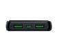 Czarny power bank z dwoma portami USB-A i jednym portem USB-C