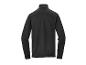 Czarna bluza z długim rękawem i kołnierzem na zamek błyskawiczny, widok z tyłu.