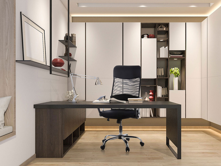 Pełny ekran: hjh OFFICE Krzesło biurowe obrotowe z podłokietnikami ARIA HIGH, czarne - zdjęcie 2