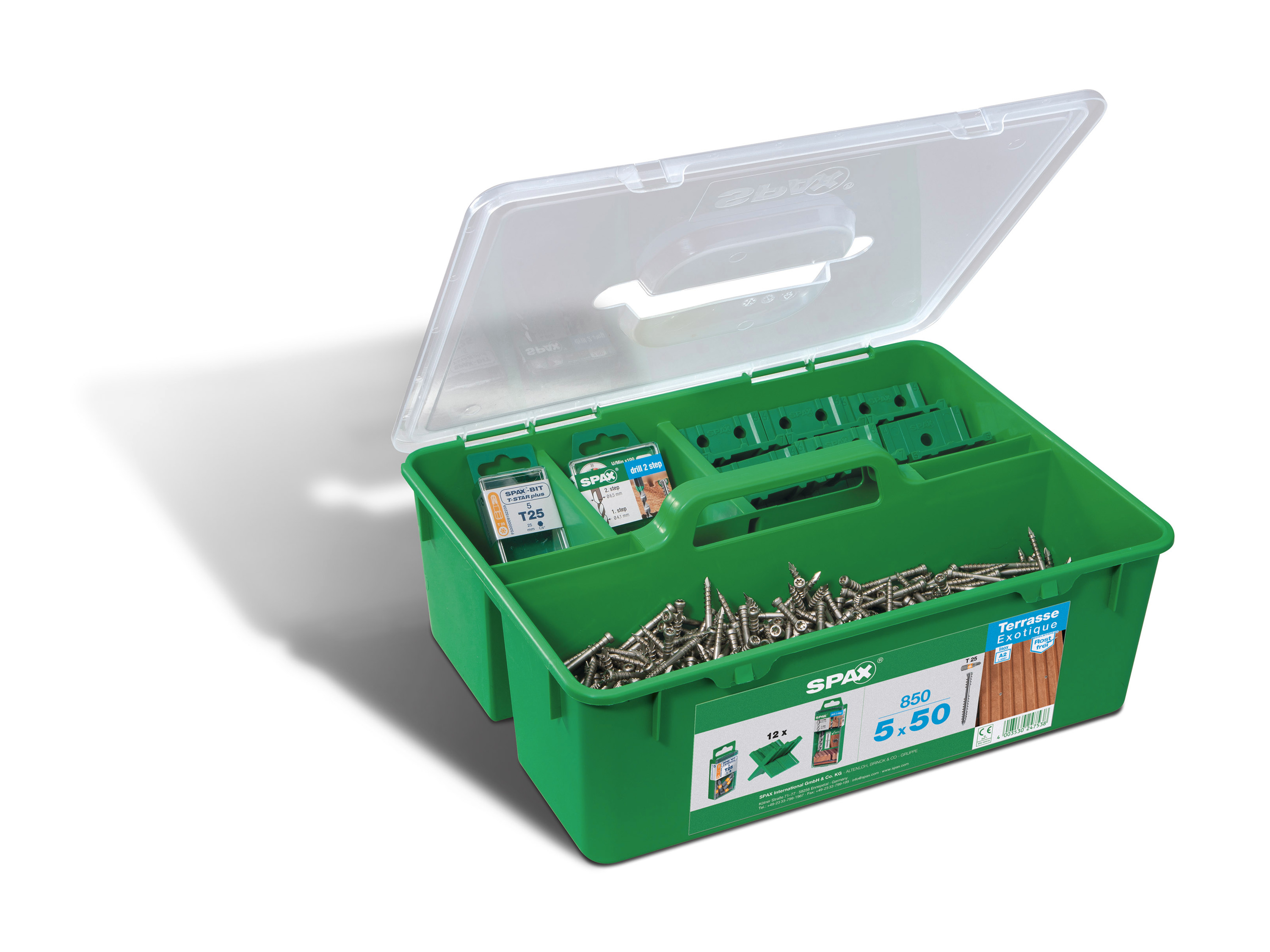 SPAX Zestaw profesjonalny do budowy tarasu »GREEN Box«, do tarasów o powierzchni 25 - 28m²