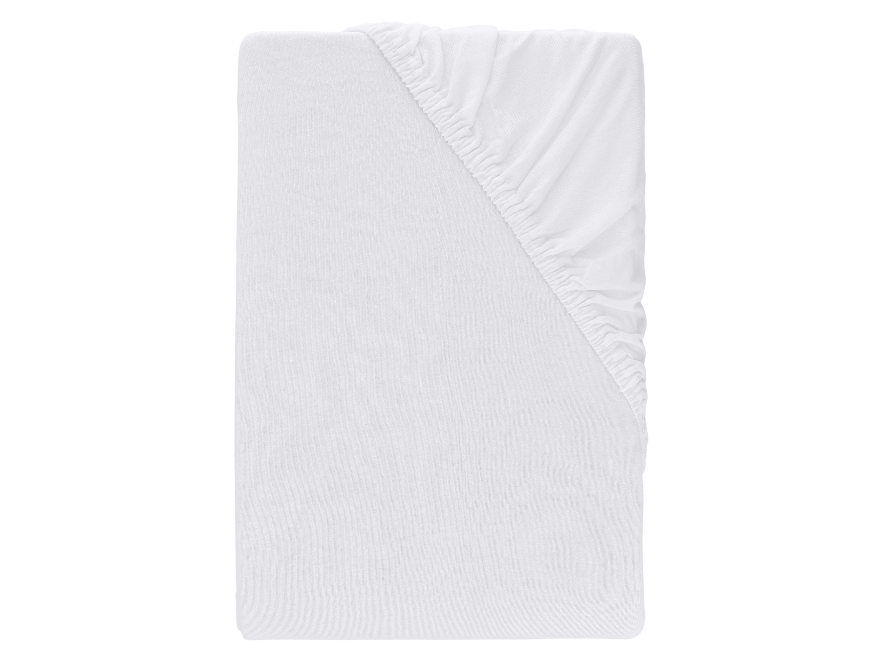 LIVARNO® Prześcieradło z dżerseju z gumką bi-elastic, 180-200 x 200 cm (Biały)
