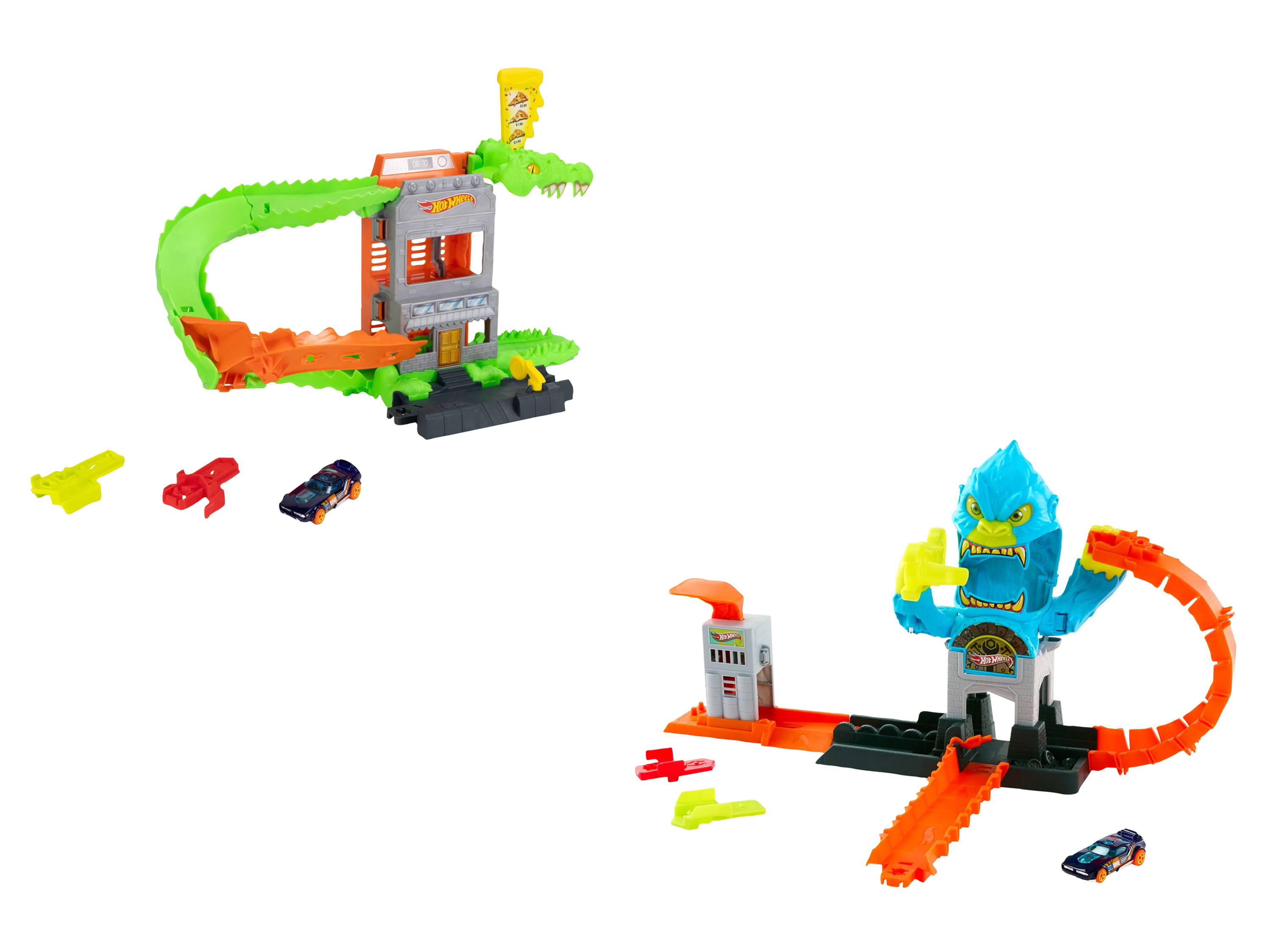 HOT WHEELS Zestaw do zabawy „City Gorilla Slam Attack / City Croco Pizza Attack“