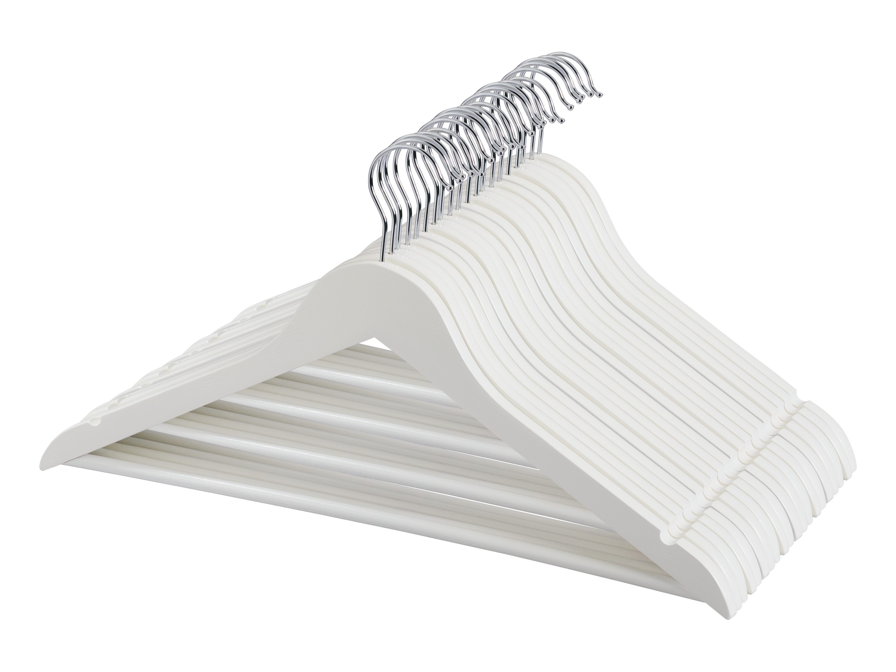 W5 Zestaw 20 drewnianych wieszaków na ubrania (Biały)