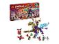 Zestaw LEGO Ninjago Arc Dragon of Focus ze smokiem, minifigurkami i akcesoriami.