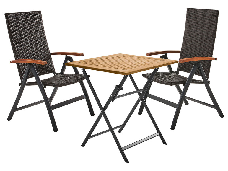 Pełny ekran: LIVARNO home Zestaw plecionych mebli ogrodowych Valencia (stolik składany + 2 fotele składane), brązowy - zdjęcie 2
