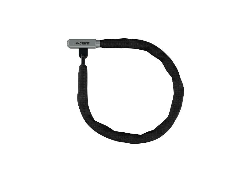 Czarny zamek do roweru z logo Crivit.