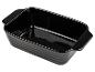 Czarna prostokątna forma do pieczenia z uchwytami.