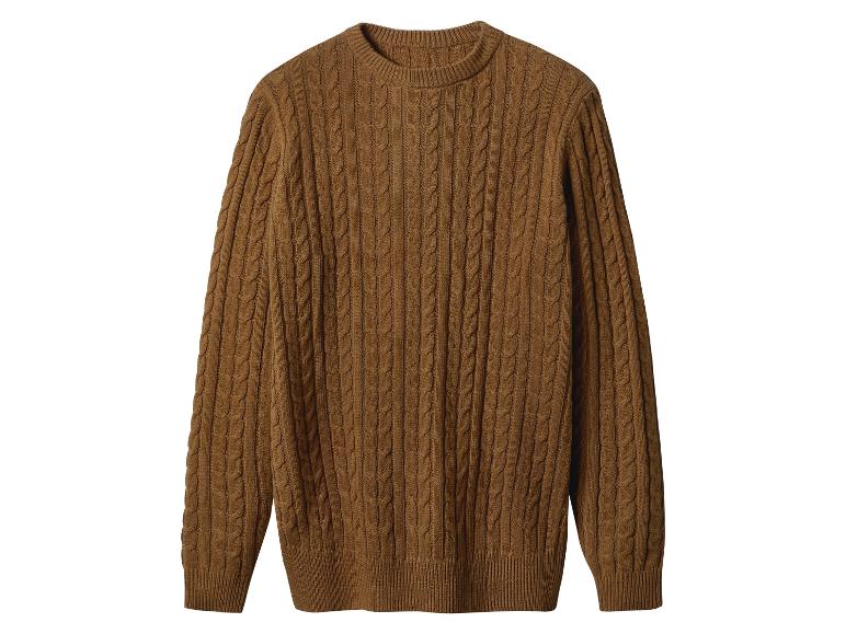 Brązowy sweter z dzianiny o warkoczowym splocie