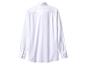 Biała koszula z długim rękawem, kołnierzykiem i mankietami na guziki, widok z tyłu.