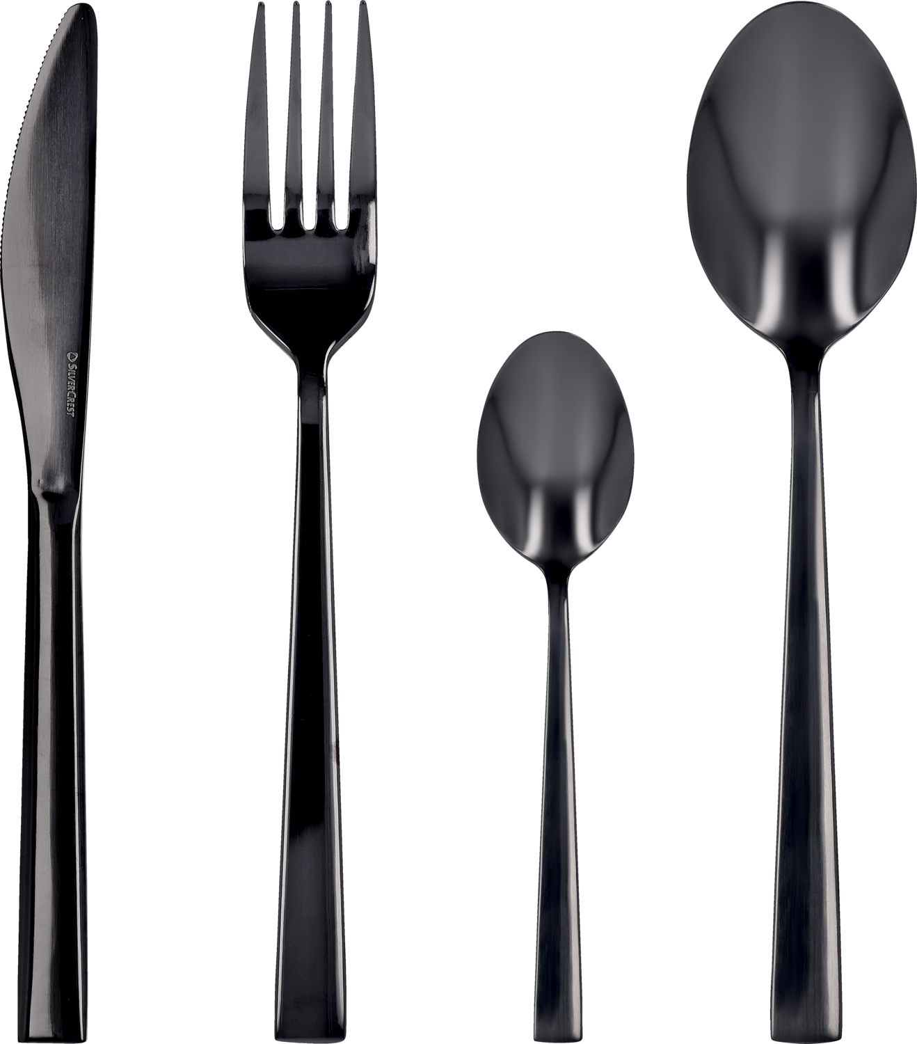 SILVERCREST® Zestaw sztućców ze stali nierdzewnej, 16 elementów (Czarny)