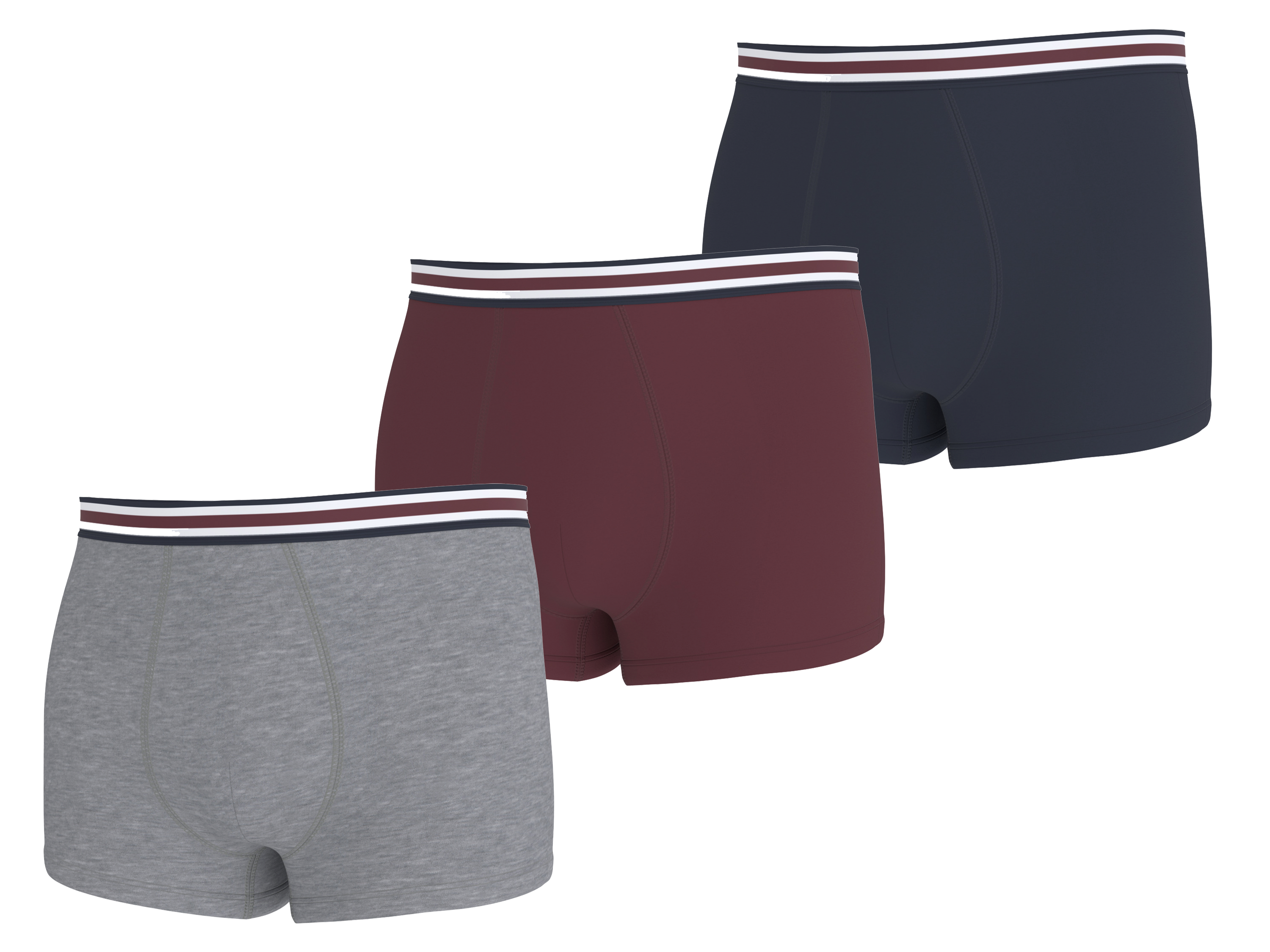 ESMARA MEN Bokserki męskie, 3 pary (Navy/czerwony/szary, 7/XL)
