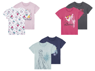 T-shirty dziewczęce, bawełniane z postaciami z bajek, 2 sztuki