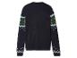 Granatowy sweter dzianinowy ze świątecznym wzorem na rękawach