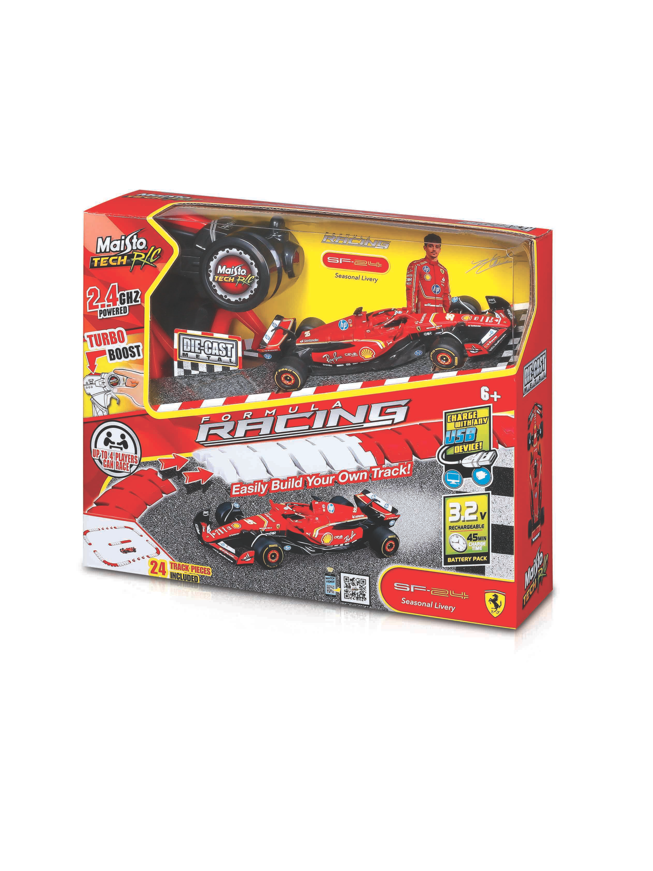 MAISTO TECH RC Formula Racing z torem wyścigowym, 1:41 (Ferrari SF-24 nr 16 Lecler)
