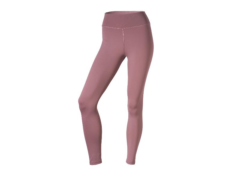 Para gładkich, sportowych legginsów w kolorze mauve z wysokim stanem.