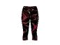 Damskie legginsy capri z czarnym tłem i czerwono-żółtym abstrakcyjnym wzorem wirów.