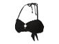 Czarny, wiązany top bikini, styl bandeau.