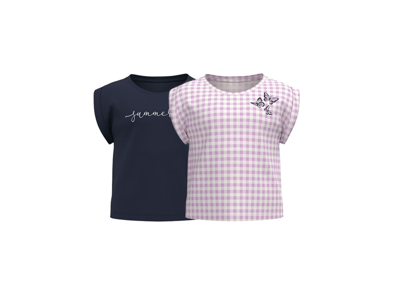 Pełny ekran: lupilu® T-shirt dla małych dziewczynek, 2 szt., z nadrukiem i okrągłym dekoltem - zdjęcie 13