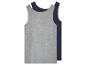 Dwa tank topy, jeden szary, drugi granatowy.