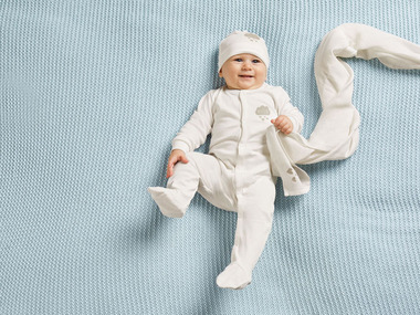 LUPILU® Zestaw niemowlęcy z biobawełny (body, pajacyk, sliniak, czapka, pieluszka), 5 elementów