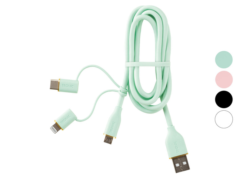 Pełny ekran: TRONIC® Kabel do ładowania i przesyłania danych, USB-A do USB-C, MicroUSB i Lightning, 1 m - zdjęcie 1