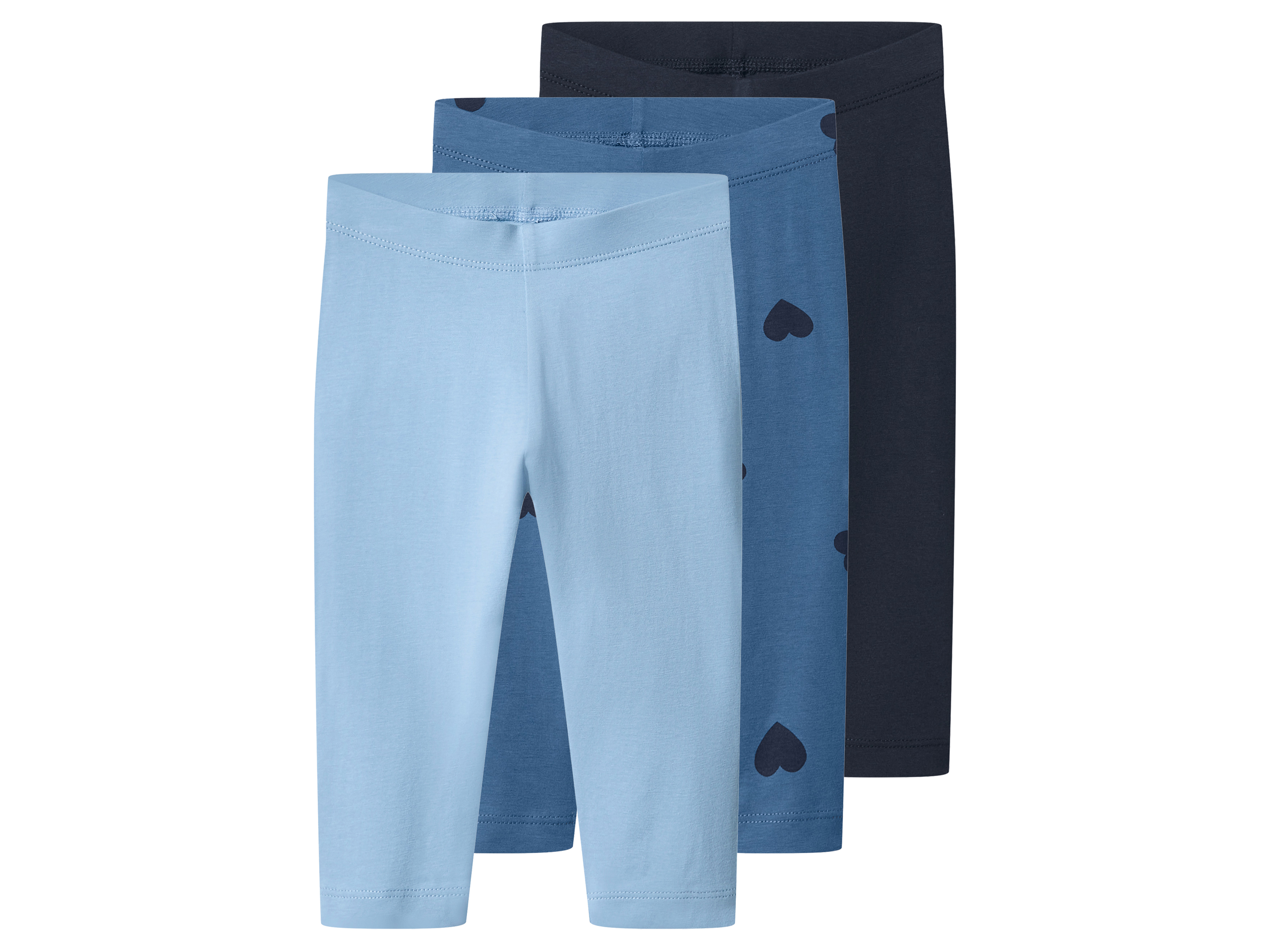 lupilu® Legginsy 3/4 dziecięce z bawełną, 3 pary (Niebieski/granatowy, 122/128)