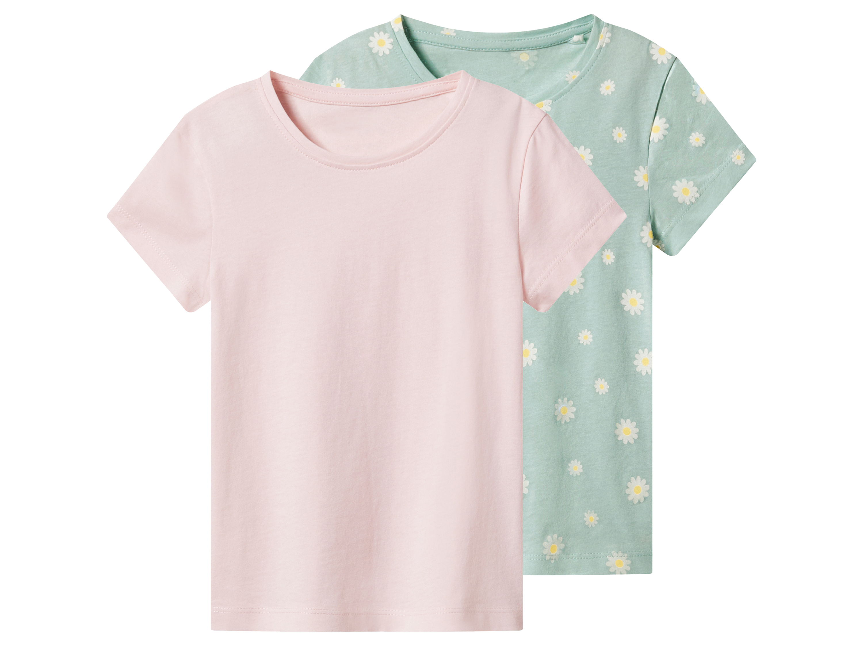 lupilu® Zestaw 2 t-shirtów dziecięcych z bawełny (Różowy/ miętowy, 110/116)