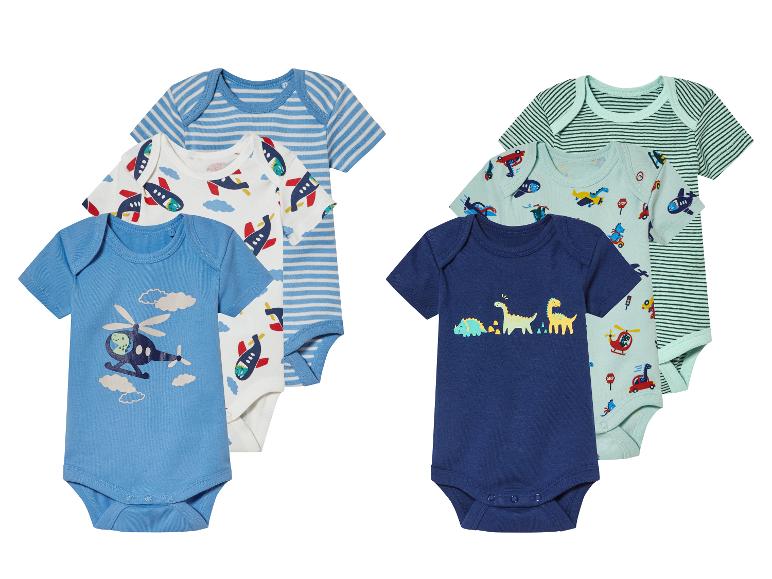 Body dla niemowląt z nadrukiem samolotu, dinozaurów i pasków.