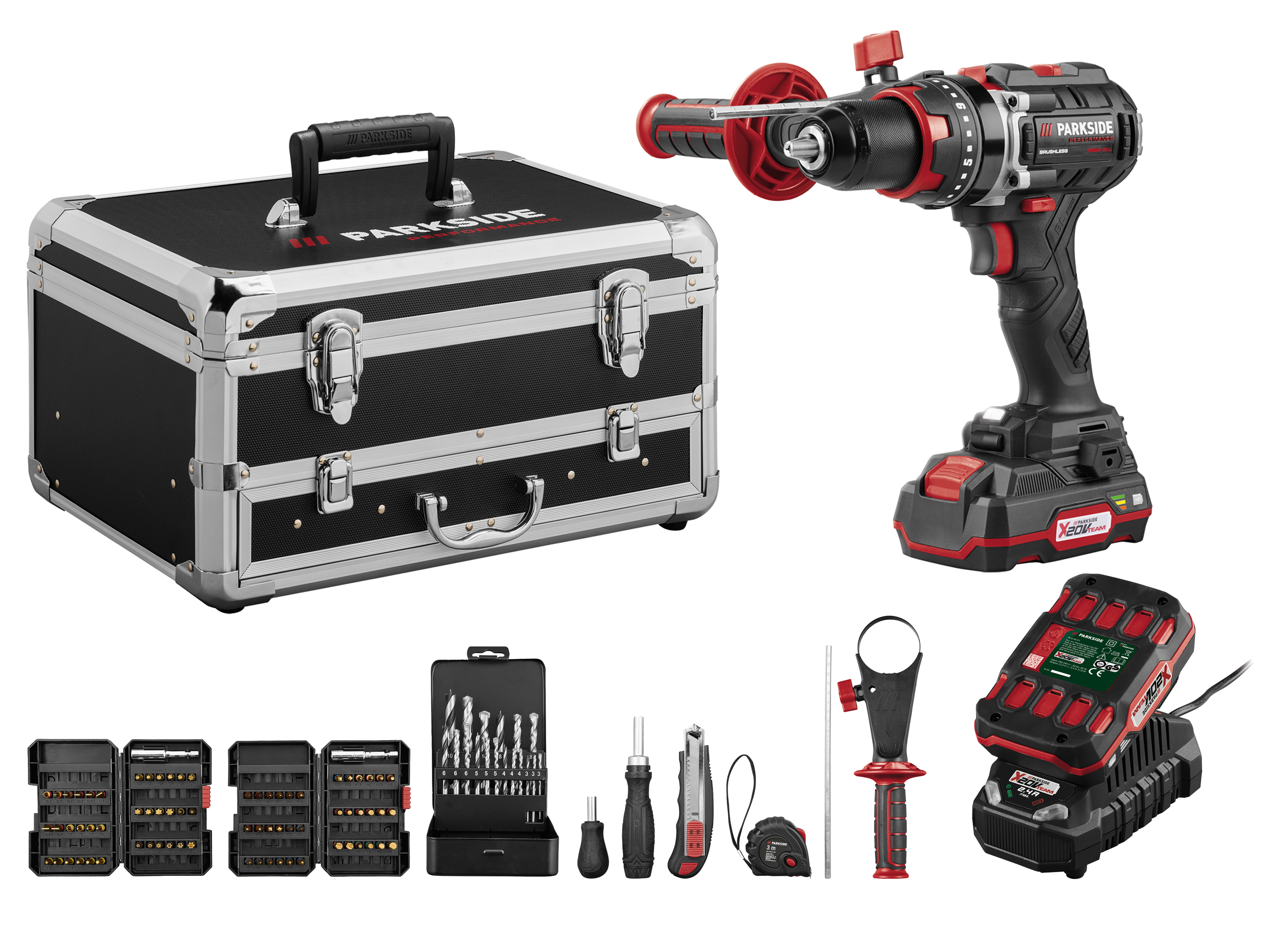 PARKSIDE PERFORMANCE® Zestaw akumulatorowej wiertarko-wkrętarki udarowej 20 V PSBSAP 20-Li C3, z akumulatorem i ładowarką