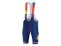 Spodenki rowerowe Santini Trek Lidl: granatowe, kolorowy design.