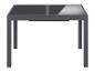 Rozkładany stół ze szklanym blatem, antracytowa konstrukcja.