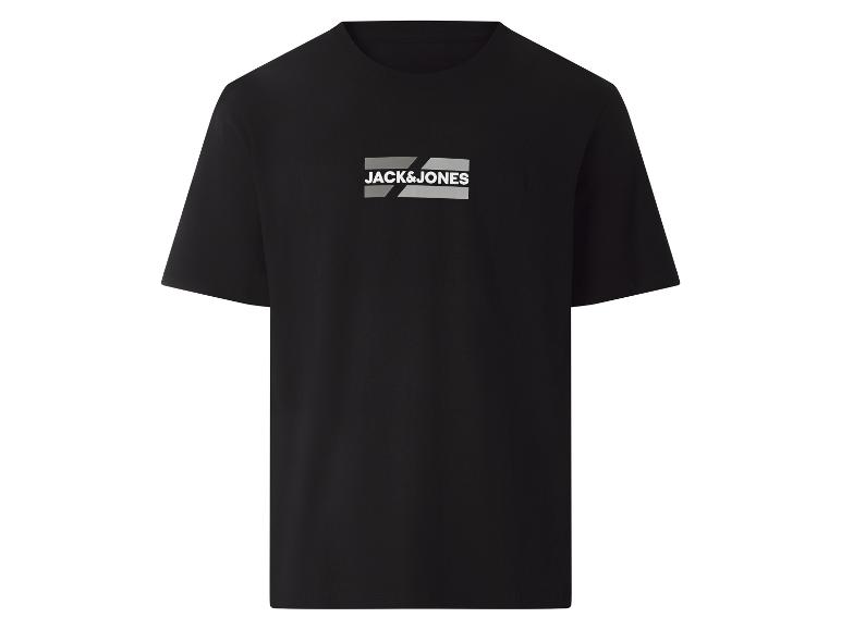 Czarny T-shirt męski z krótkim rękawem i nadrukiem na piersi