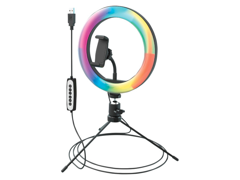 Pełny ekran: Digipower Lampa pierścieniowa RGB, 25 cm, z 3 trybami świecenia i 15 kolorami - zdjęcie 1