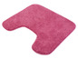 Różowa mata łazienkowa z wycięciem w kształcie litery U.