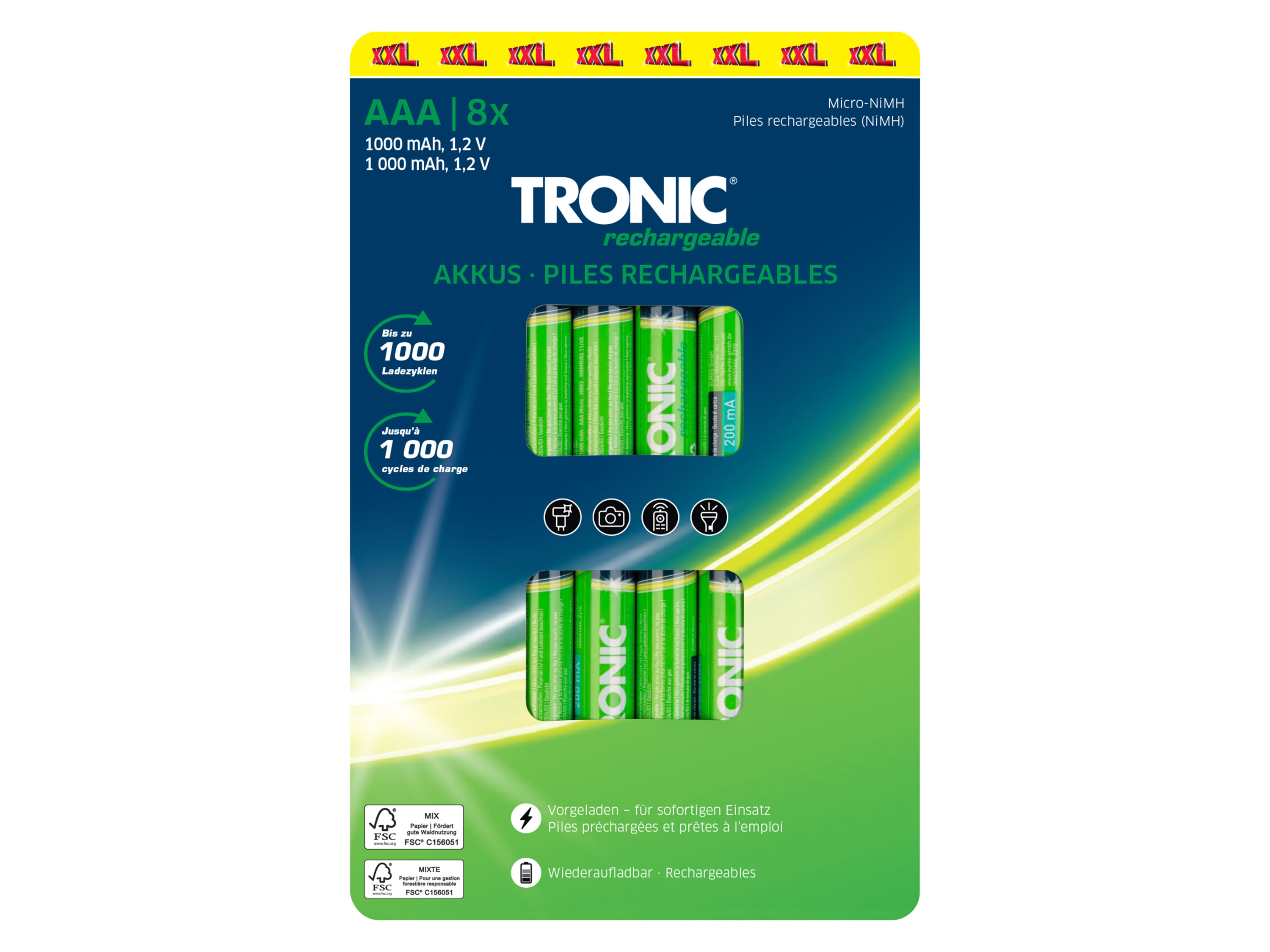 TRONIC® Zestaw 8 akumulatorków (AAA)