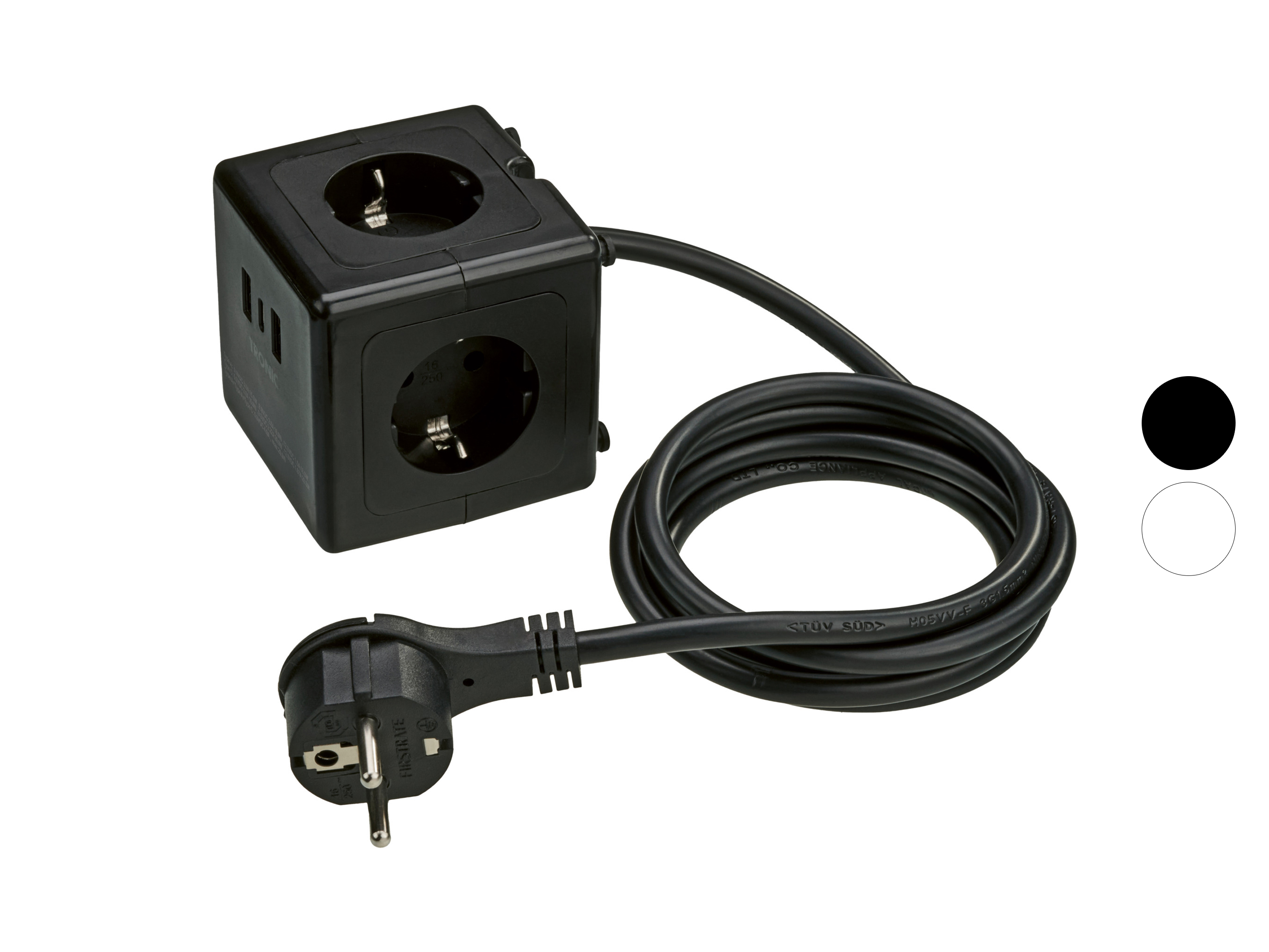 TRONIC® Przedłużacz kostka z portami USB