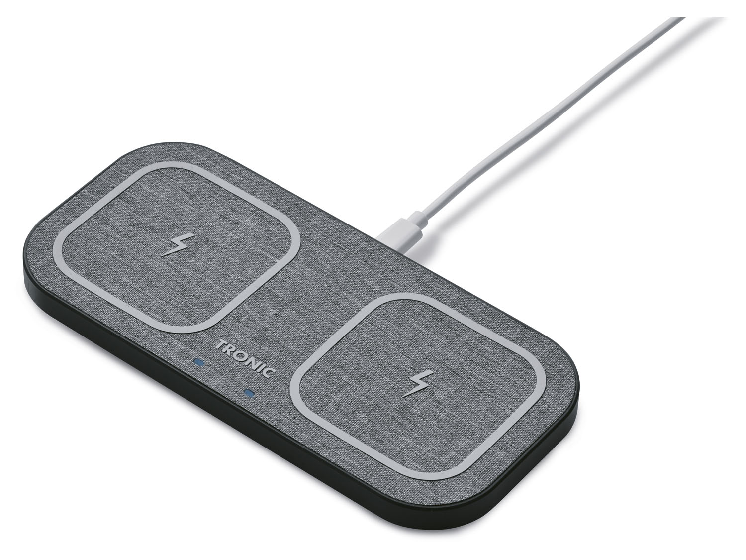TRONIC® Podkładka ładująca Qi® Dual, metalowa ramka, z zasilaczem 30 W (biała)