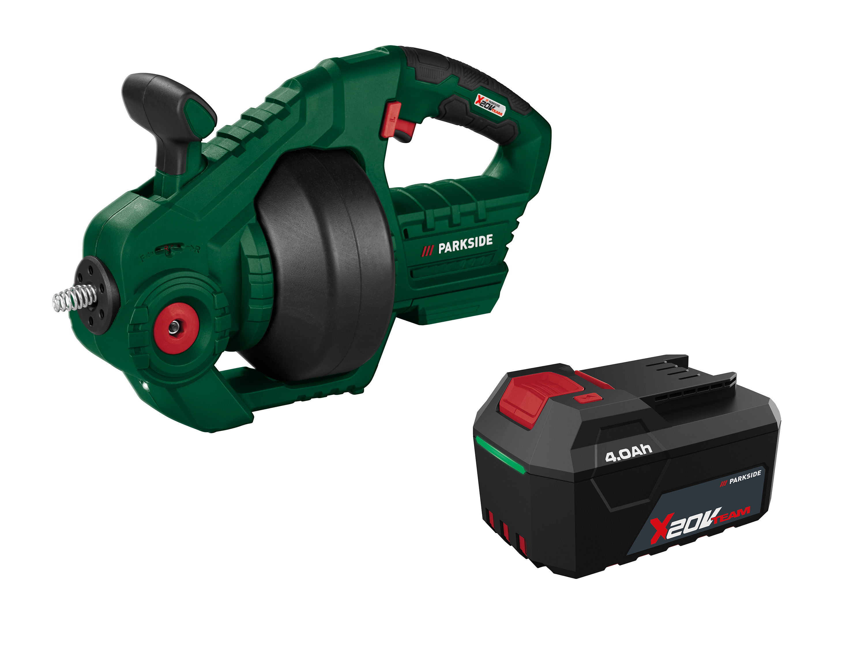 PARKSIDE® Zestaw Akumulatorowe urządzenie do czyszczenia rur, 20 V z akumulatorem litowo-jonowym, 4 Ah