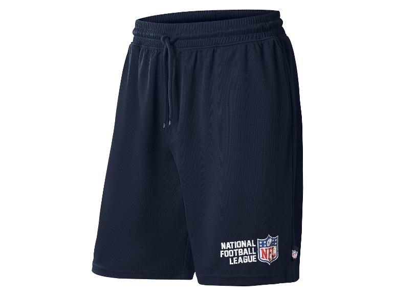 Granatowe męskie szorty z logo National Football League (NFL).