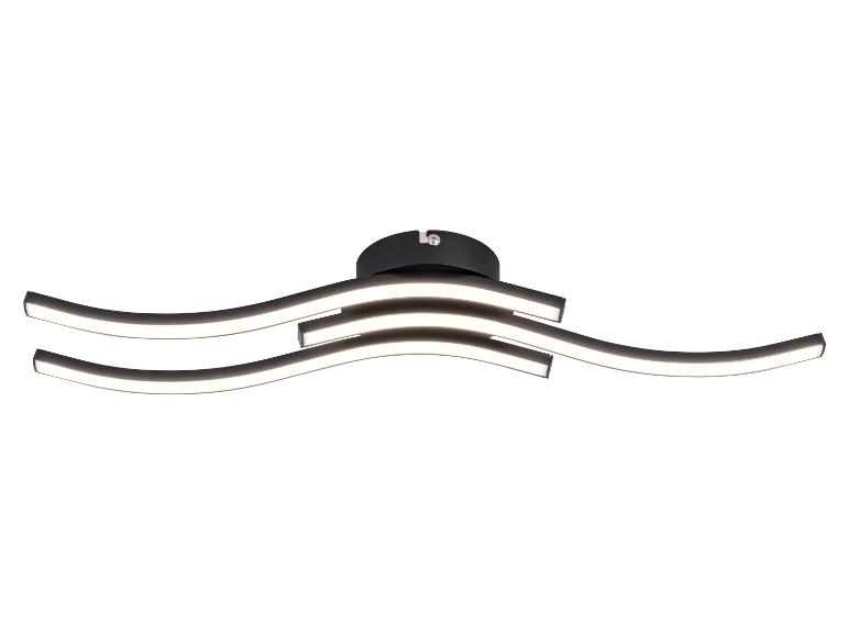 Czarna lampa sufitowa z trzema falistymi listwami LED