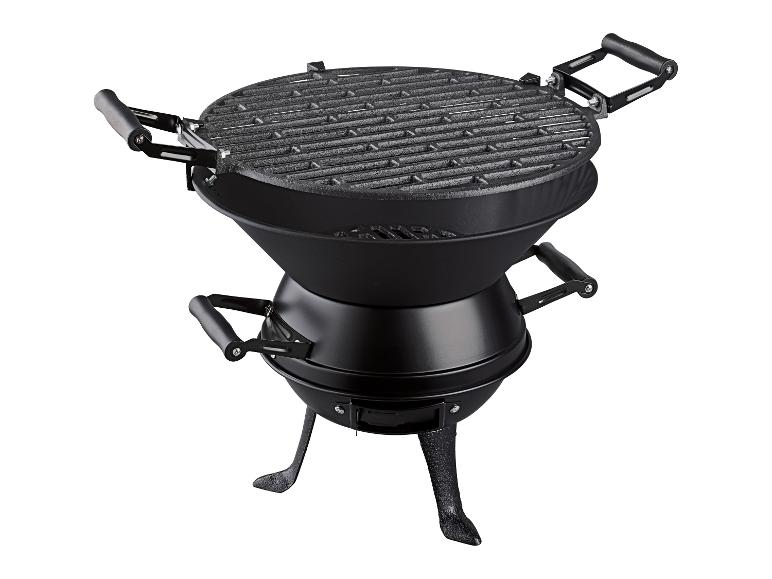 Kompaktowy grill węglowy z zdejmowanym rusztem.