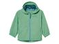 Jasnozielona kurtka z kapturem dla dzieci z logo 'Outdoor Fun'.