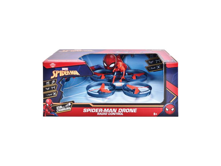 Dron Marvel Spider-Man w opakowaniu, z ładowaniem USB i sterowaniem radiowym.
