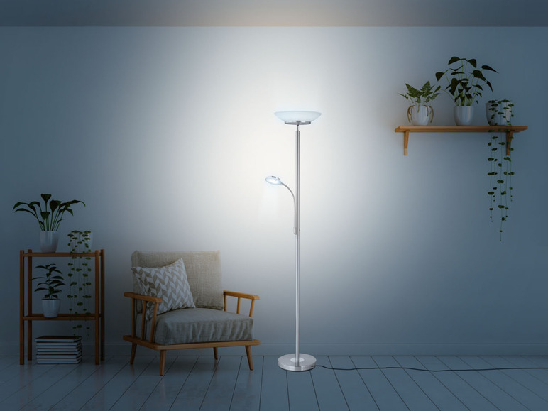 Pełny ekran: LIVARNO home Lampa podłogowa LED, szklany klosz, z lampką do czytania - zdjęcie 6