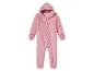 Różowy kombinezon dla dziecka z kapturem i uszami.