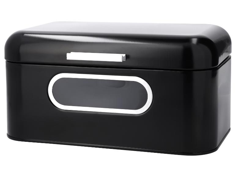 Błyszczący czarny chlebak ze srebrnym uchwytem i okienkiem