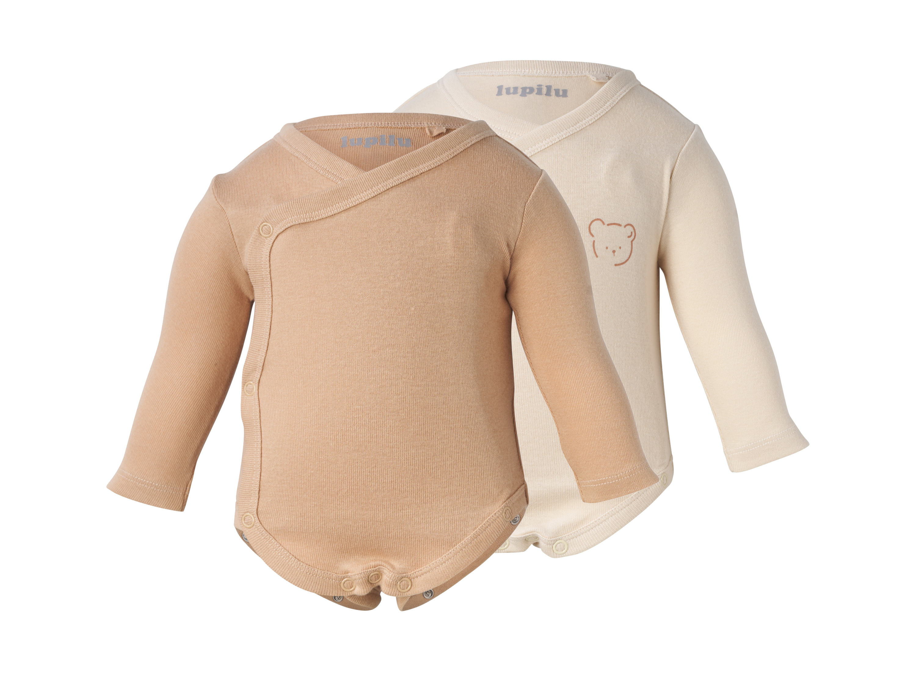 LUPILU® Body kopertowe niemowlęce, 2 sztuki (Beżowy, 62-68)