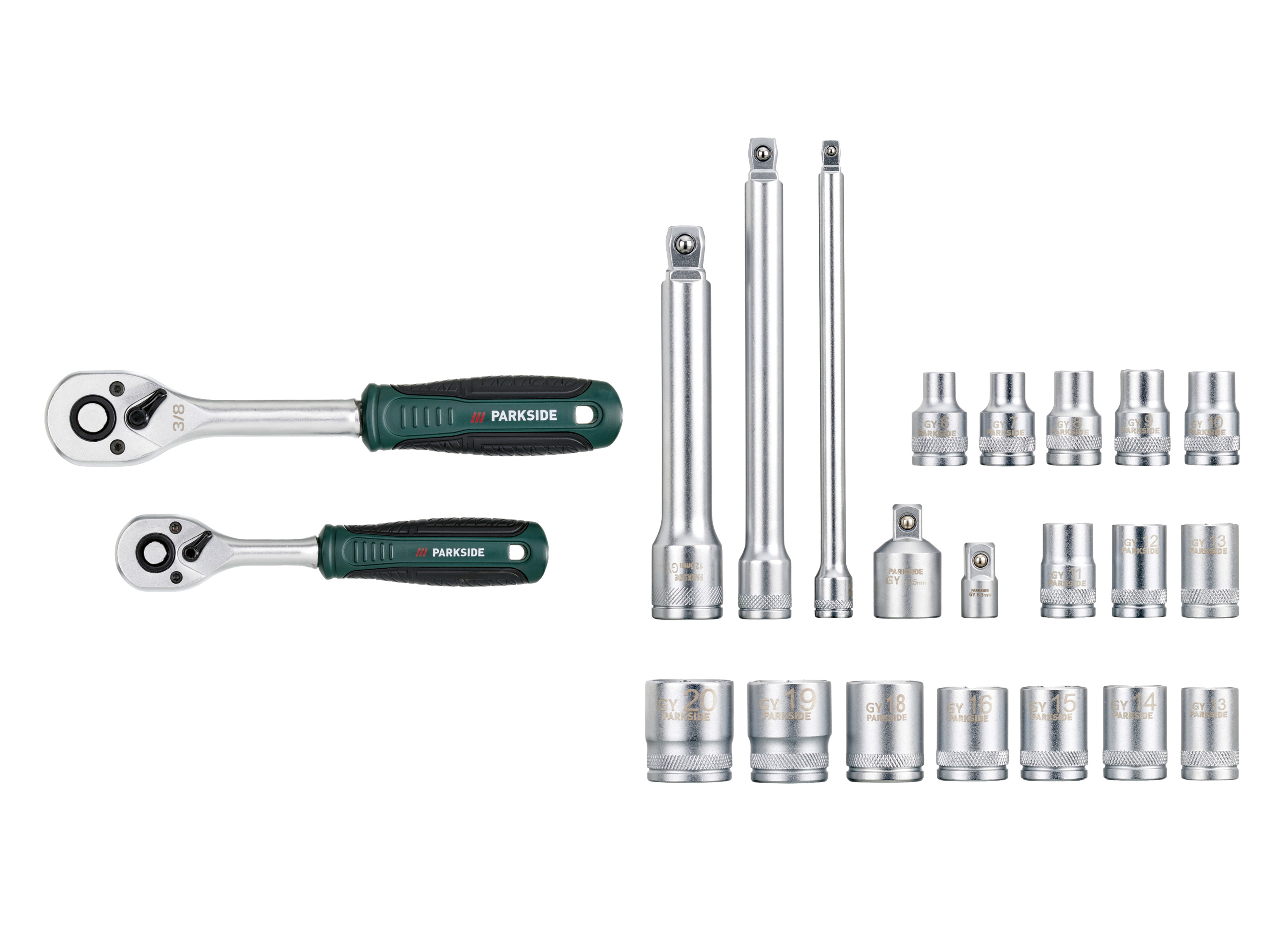 PARKSIDE® Zestaw 2 grzechotek lub zestaw kluczy nasadowych, 20 elementów